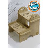 NZB Ahşap Dekoratif Basamak Tabure Çocuk Bebek Banyo Wc Lavabo Merdiven Yükseltici Eğitici Kaymaz Ta