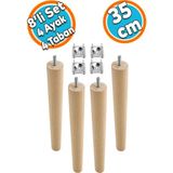 Nzb Ahşap Mobilya Koltuk Kanepe Sehpa Masa Ayağı Ayakları M8 Civatalı 35 Cm + Bağlantı Aparatlı 8'li Set