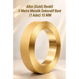 NZB Altın Renk Dekoratif Bant (1 Adet) Gold Şerit 5MT X 15MM Ahşap Mobilya Duvar Fayans Dekoratif Metalik Bant
