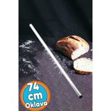 NZB Alüminyum Metal Oklava Tekli 74 cm Mutfak Börek Hamur Un Yufka Açma Silindir Yuvarlak Krom Renk