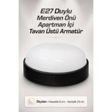 NZB Apartman Merdiven Tavan Üstü Armatür Avize Siyah Sensörsüz LED Uyumlu Dayanıklı Gövde Şık Aydınlatma
