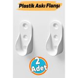 NZB Askı Flanşı Elbise Askısı Dolap İçi Metal Boru Tutucu Plastik 2 Adet Beyaz Renk
