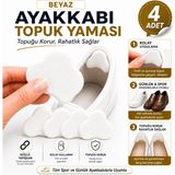 Nzb Ayakkabı Topuk Yaması Beyaz Suni Deri Yapışkanlı Topuk Koruyucu Ayakkabı Tamir Onarım Yama Pedi 4'lü - 1 Adet