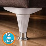 Nzb Ayarlanabilir Kanepe Baza Tv Ünitesi Mobilya Ayağı Plastik 1 Adet (Beyaz-Krom) 15 cm - Beyaz - Silver