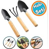 Nzb Bahçe Hobi Çapa Tırmık 3'lü Set Metal Tarla Çim Peyzaj Bitki Çiçek Ekme Toprak Işleme Küreği Küçük
