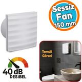 Nzb Banyo Wc Aspiratör Fanı Süper Sessiz 12 W Kapaklı Düz 150 mm Duvar Tipi Tuvalet Hava Havalandırma - Beyaz
