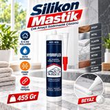 Nzb Beyaz Silikon Mastik 455 gr Kapı Pencere Suya Dayanıklı Elastik Sızdırmazlık Dolgu Silikonu - 1 Adet