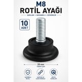Nzb Bingo Rotil Ayak M8 Civatalı 25 Mm Profil Ayağı 2.5 Cm (10 Adet)