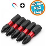 Nzb Bits Uç 25 mm Ph2 Tayvan Çeliği Mıknatıslı Yıldız Uç Manyetik 1/4" Matkap Ucu 2.5 cm Uzunluk Impact - Siyah