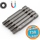 Nzb Bits Uç 50 mm T30 Güçlü Tayvan Çeliği Mıknatıslı Tork Torx Manyetik 1/4" Matkap Ucu 5 cm Uzunluk - Gri
