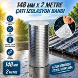 Nzb Çatı Izolasyon Bandı 148 mm 2 Metre Su Sızdırmazlık Geçirmezlik Yalıtım Çamur Tamir Çatlak Boru Bant - Metalik Gri - 1 Adet