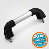 Nzb Çekme Kol Plastik Profil Boru Kulp Krom-Siyah 10X25X68X200MM ( 2 Adet M8X40 Civata + Somun ) - Siyah - Silver