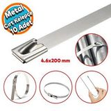Nzb Cırt Kelepçe Metal Paslanmaz Çelik Kablo Zip Bağı Çok Amaçlı Bağlama 4.6X200 10 Adet