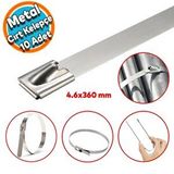 Nzb Cırt Kelepçe Metal Paslanmaz Çelik Kablo Zip Bağı Çok Amaçlı Bağlama 4.6x360 10 Adet