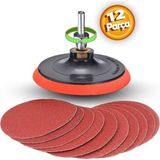 Nzb Cırt Zımpara Seti + Matkap Aparatı + 115 mm Taban (12 Parça Set) - Kırmızı