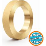 Nzb Dekoratif Bant 5mt x 22MM Ahşap Mobilya Duvar Fayans Dekoratif Metalik Bant (1 Adet) Altın Renk
