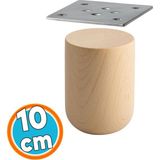 Nzb Doğal Ahşap Ayak Boyasız Ham Silindir Mobilya Koltuk Kanepe Ayağı Metal Aparat Dahil Bohem 10 cm