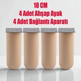 NZB Doğal Ahşap Silindir Ayak 18 cm Set Mobilya Koltuk Kanepe Sehpa Masa Ayağı Ayakları 4 ADET