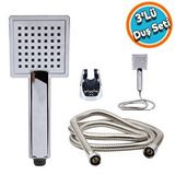 Nzb Duş Seti Fişkiye Spiral Banyo Duş Başlığı Set Fiskiyesi Telefonu Kare Klasik Başlık Fiskiye Metal Hortum