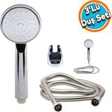 Nzb Duş Seti Spiral Fişkiye Banyo Duş Başlığı Set Fiskiyesi Telefonu Yuvarlak Klasik Başlık Metal Hortum