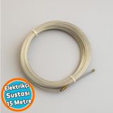 Nzb Elektrikçi Sustası 15 Metre Spiral Kablo Çekme Teli Plastik Kaplamalı Kılavuz Tel Tesisat Uygulama - Gri