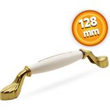 NZB Elpedroso Lüks Porselen Mobilya Çekmece Dolap Kapak Kulpu Kulbu 128 mm Beyaz Gold