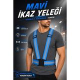 Nzb Fosforlu Reflektörlü Mavi Ikaz Yeleği Ayarlanabilir Klipsli Pratik Motorcu Bisiklet Trafik Yeleği - Standart