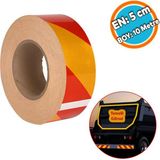 Nzb Fosforlu Reflektörlü Yapışkanlı Parlayan Sarı Kırmızı Reflektif Düz Şerit Bant 5 cm 10 mt Ikaz Bandı - Sarı - Kırmızı