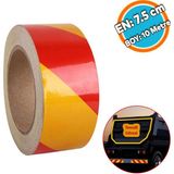 Nzb Fosforlu Reflektörlü Yapışkanlı Parlayan Sarı Kırmızı Reflektif Düz Şerit Bant 7.5 cm 10 mt Ikaz Band - Sarı - Kırmızı