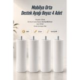 NZB Gizli Mobilya Kanepe Sehpa TV Ünitesi Koltuk İnce Diş Orta Destek Ayağı 15 cm Beyaz Baza Ayak 4 Adet