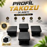 Nzb Kademeli Iç Kelebek Profil Takozu (40X40 Mm) 4 Adet Kare Masa Sandalye Sehpa Ayak Tapası Tıpa Papuç - Siyah