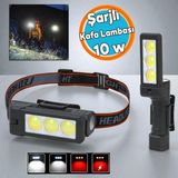Nzb Kafa Feneri Kafa Lambası 3 Led 10w Uzun Menzil Usb Şarjlı Ledli Işık Su Geçirmez Kamp El Feneri