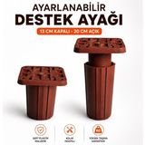 Nzb Kahve Uzayabilir Kare Başlı Sert Plastik Destek Ayağı 13X20 cm Ayarlanabilir Mobilya Ayağı - Kahverengi