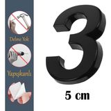 Nzb Kapı Numarası Yapışkanlı Küçük Boy 50 Mm 5 Cm Numara 3 Rakam Üç Sayısı Siyah Renk Numaralar 1 Adet