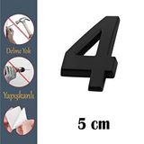 Nzb Kapı Numarası Yapışkanlı Küçük Boy 50 Mm 5 Cm Numara 4 Rakam Dört Sayı Siyah Renk Numaralar 1 Adet