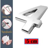 Nzb Kapı Numarası Yapışkanlı Küçük Boy 50 Mm 5 Cm Numara 4 Rakam Dört Sayısı Krom Renk Numaralar 1 Adet