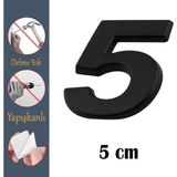 Nzb Kapı Numarası Yapışkanlı Küçük Boy 50 mm 5 cm Numara 5 Rakam Beş Sayısı Siyah Renk Numaralar 1 Adet