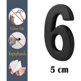 Nzb Kapı Numarası Yapışkanlı Küçük Boy 50 mm 5 cm Numara 6 Rakam Altı Sayı Siyah Renk Numaralar 1 Adet