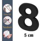 Nzb Kapı Numarası Yapışkanlı Küçük Boy 50 Mm 5 Cm Numara 8 Rakam Sekiz Sayı Siyah Renk Numaralar 1 Adet
