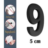 Nzb Kapı Numarası Yapışkanlı Küçük Boy 50 Mm 5 Cm Numara 9 Rakam Dokuz Sayı Siyah Renk Numaralar 1 Adet