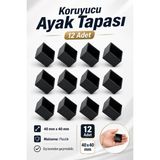 Nzb Kare Profil Dış Takoz (40X40 Mm) Masa Sandalye Sehpa Tapası Tıpa Papuç Parke Zemin Koruyucu 12 Adet - Siyah