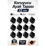 Nzb Kare Profil Dış Takoz (50X50 Mm) Masa Sandalye Sehpa Tapası Tıpa Papuç Parke Zemin Koruyucu 12 Adet - Siyah