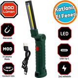 Nzb Katlanır El Feneri LED USB Şarjlı Taşınabilir Kamp Lambası Beyaz Işık Mıknatıslı 200 Lümen - 1