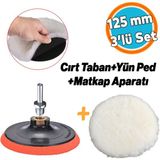 Nzb Koyun Postu Pedi Ø 125 mm + Cırt Taban + M14 Pasta Cila Polisaj Kuzu Postu Yünü Keçesi ( 3'lü Set) - 0,25 kg