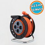 Nzb Küçük Plastik Makaralı Seyyar Cca Kablo 4 Priz Monofaze Uzatma Kablosu 3x2.5 mm Ttr Kablo 20 Metre - Turuncu - Siyah