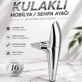 Nzb Kulaklı Krom Kaplama Sert Plastik Sehpa Ayağı 16 cm Mobilya Kanepe Koltuk Ayağı Ayak