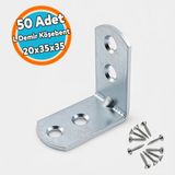 Nzb L Demir Gönye Metal Yuvarlak Başlı 20X35X35 mm Köşe Birleştirme Sabitleme Montaj Aparatı (50 Adet) - Gri