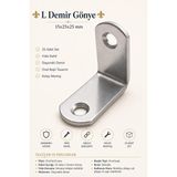 Nzb L Demir Gönye Oval Başlı 15X25X25 mm Köşebent Seti Dayanıklı Demir Mobilya Raf Aparatı (25 Adet) - Gri