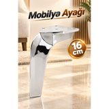 NZB Lüks Mobilya Kanepe Sehpa Tv Ünitesi Koltuk Ayağı 16 Cm Parlak Krom Baza Ayak