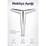 NZB Lüks Mobilya Kanepe Sehpa TV Ünitesi Koltuk Ayağı 17 cm Parlak Krom Baza Ayak